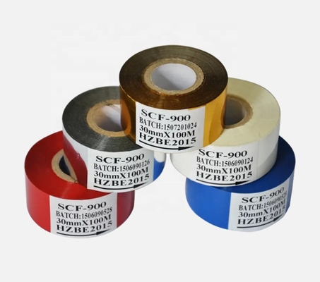 Χρυσή ταινία PET 55mm * 100m για θερμό τυπωτικό φύλλο και ταινία εκτυπωτή ημερομηνίας SCF900 Roll Perfume Machine