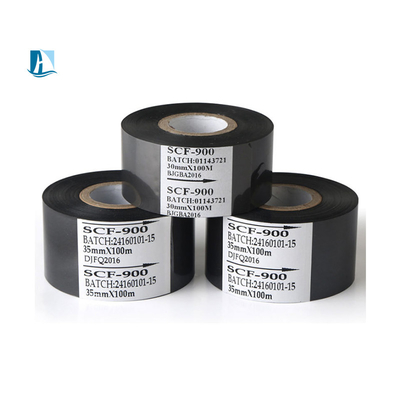 35mm*100m Μαύρο φύλλο θερμής τυπογραφίας Scf900 Τυπογραφική ταινία θερμικής μεταφοράς για 96121000