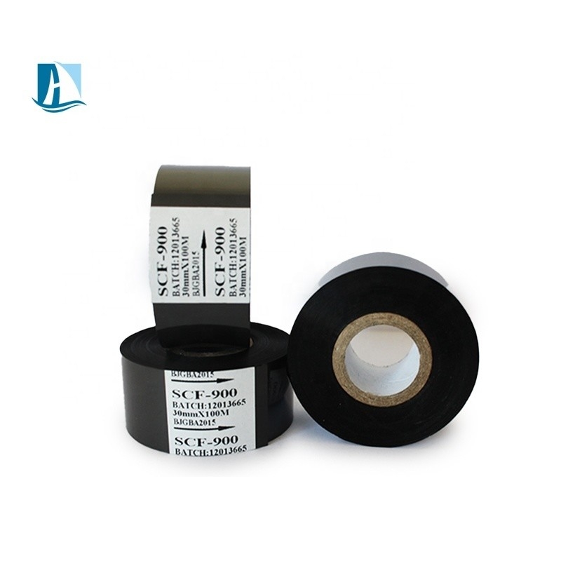 30mm * 100m LC1 Hot Stamping Foil Roll Μαύρες ταινίες κωδικοποίησης για εκτύπωση ημερομηνίας λήξης