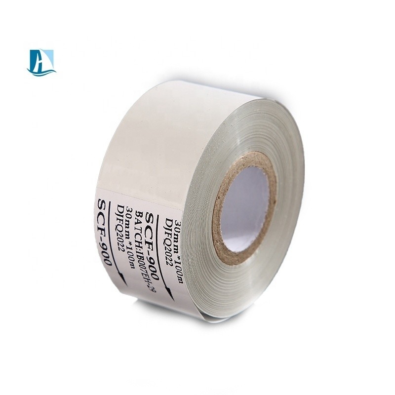 SCF900 FC1 PET ταινία γραμμικού κώδικα ταινία θερμής σφραγίδας 30mm*100m Μαύρο για γενική εκτύπωση